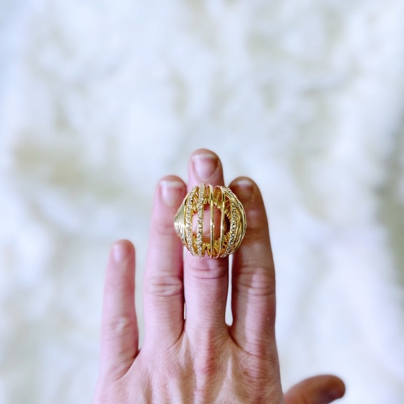 Alexis Bittar Jewelry - New! 💍 | Alexis Bittar Orbital Spiral Ring 10K Gold Plated & Swarovski Crystal